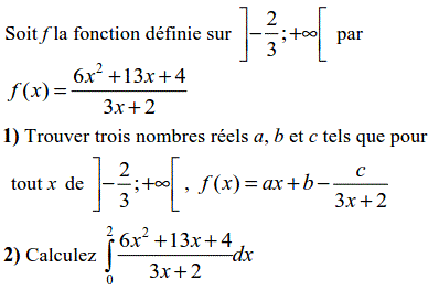 exercice Intégrale d'une fonction rationnelle (2) (image1)