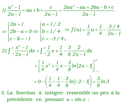 solution Calculs d'integrales (image1)