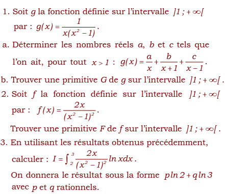 exercice Calculs d'integrales (2) (image1)