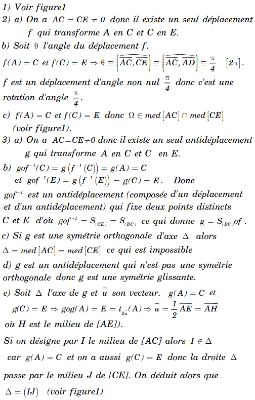 solution Un Problème sur les isométries (Inédit) (image1)