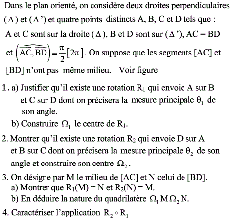 exercice Composée de deux rotations et symétrie centrale. (image1)