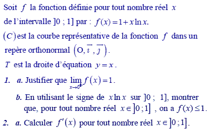 exercice Antilles guyane septembre 2009 - Etude d'une fonct (image1)