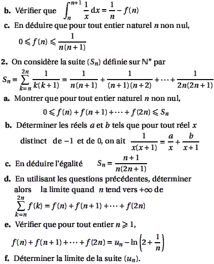 exercice fonction logarithme, suite et integrale (image2)