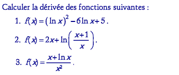 exercice Calculs de dérivées (image1)
