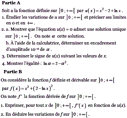 exercice Liban Juin 2010 - Etude d'une fonction (image1)