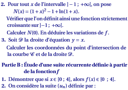 exercice France S Juin 2007 - Etude d'une fonction et suite (image2)