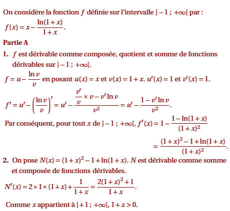 solution France S Juin 2007 - Etude d'une fonction et suite (image1)