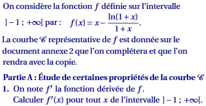 exercice France S Juin 2007 - Etude d'une fonction et suite (image1)