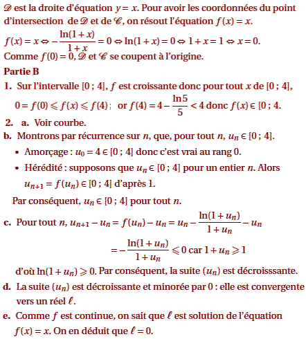 solution France S Juin 2007 - Etude d'une fonction et suite (image3)