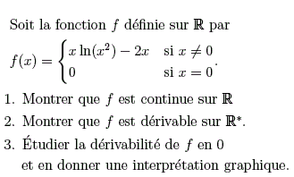 exercice contnuité et Dérivabilité d'une fonction (image1)