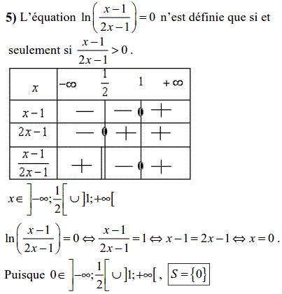 solution Equations faisant intervenir la fonction ln (2) (image3)