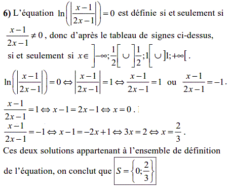 solution Equations faisant intervenir la fonction ln (2) (image4)