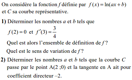 exercice Etude d'une fonction faisant intervenir la fonctio (image1)