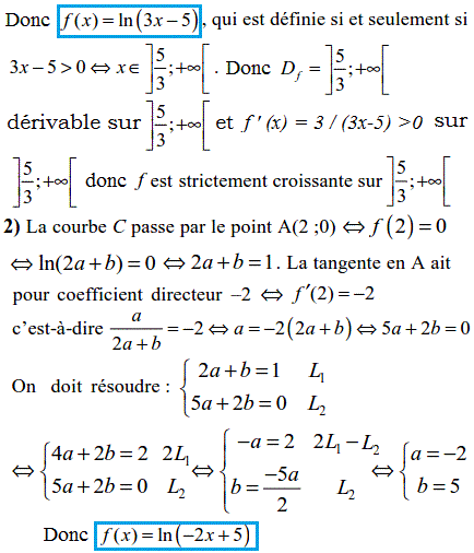 solution Etude d'une fonction faisant intervenir la fonctio (image2)