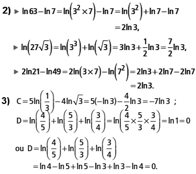 solution Propriétés algébriques de la fonction ln (image2)