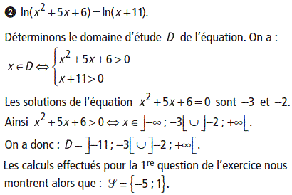 solution Equations faisant intervenir la fonction ln (image2)
