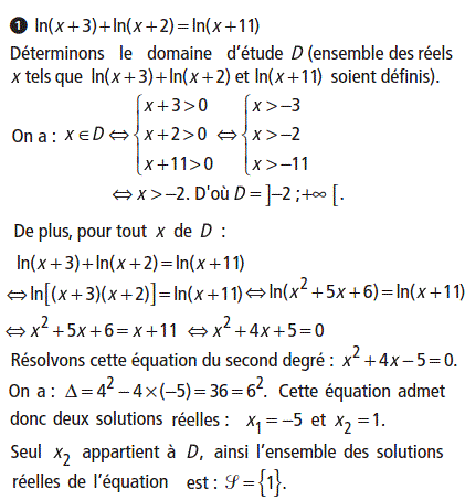 solution Equations faisant intervenir la fonction ln (image1)