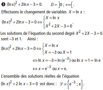 solution Equations faisant intervenir la fonction ln (image3)