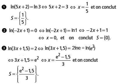 solution Propriétés algébriques de la fonction ln - équatio (image1)