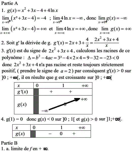 solution Exercice logarithme népérien (image1)