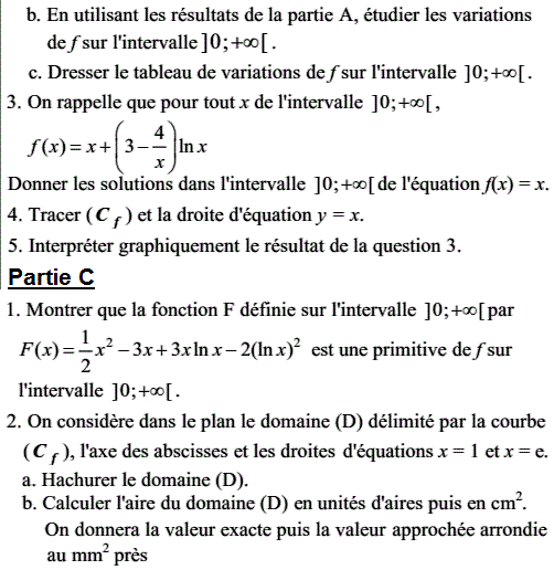 exercice Exercice logarithme népérien (image2)