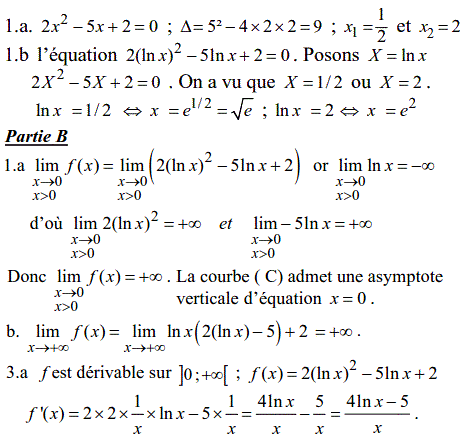 solution Exercice logarithme népérien (image1)