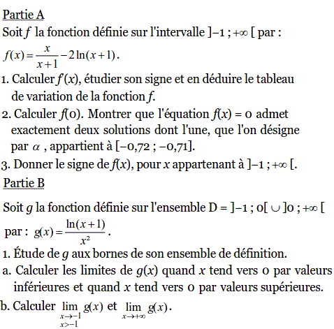 exercice Logarithme et primitive (image1)