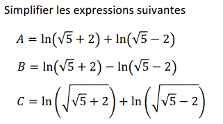 exercice Propriétés algébriques de la fonction ln (image1)