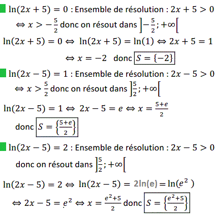 solution Equations faisant intervenir la fonction ln (image1)