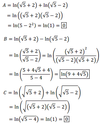 solution Propriétés algébriques de la fonction ln (image1)