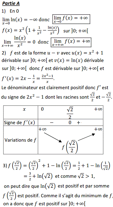 solution Etude de fonction faisant intervenir la fonction ln (image1)