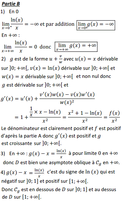 solution Etude de fonction faisant intervenir la fonction ln (image2)