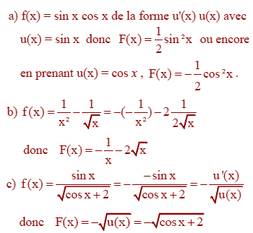 solution Calculs de primitives (2) (image1)