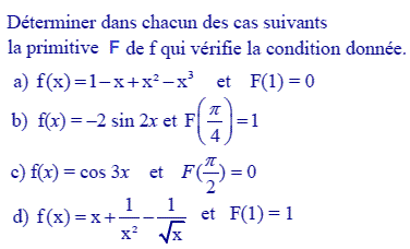 exercice Calculs de primitives (image1)