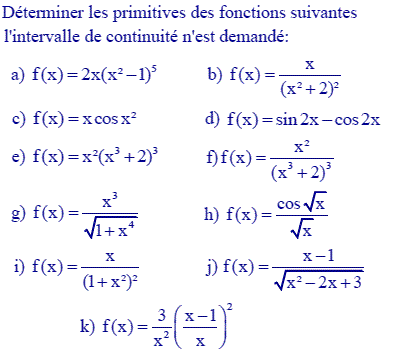 exercice Calculs de primitives (3) (image1)