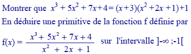 exercice Primitives d'une fonction rationnelle (image1)