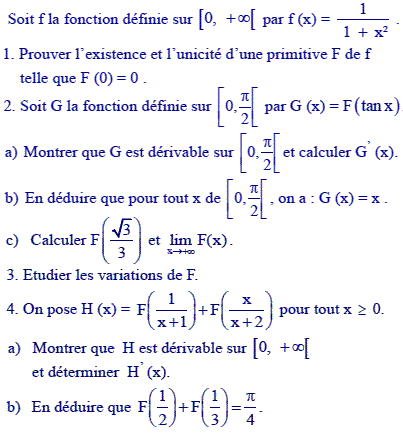exercice Calculs de primitives  (image1)