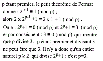 solution Nombres premiers - le petit théorème de Fermat (image1)