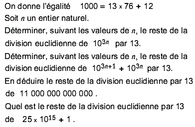 exercice Division Euclidienne et congruence (image1)