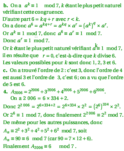 solution Bac S Amérique du sud novembre 2006 TS - Congruenc (image2)