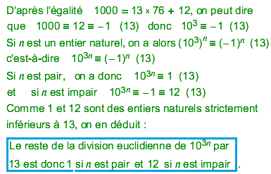 solution Division Euclidienne et congruence (image1)