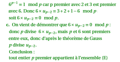 solution Amerique du nord bac S 2011 - Petit théorème de Fe (image5)