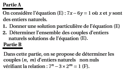 exercice Bac S polynesie juin 2010 - Equation diophantienne (image1)