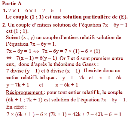 solution Bac S polynesie juin 2010 - Equation diophantienne (image1)