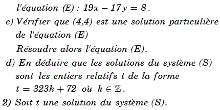 exercice Bac blanc 4M 2010 Lycée de Sbeitla - Congruence, d (image2)