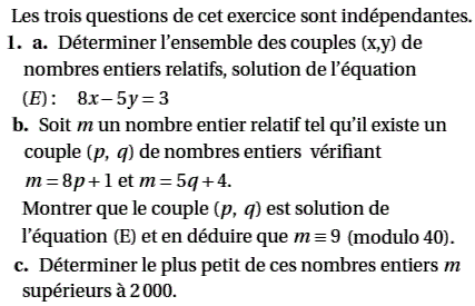 exercice Baccalauréat S France Métropole juin 2009 - Equ di (image1)