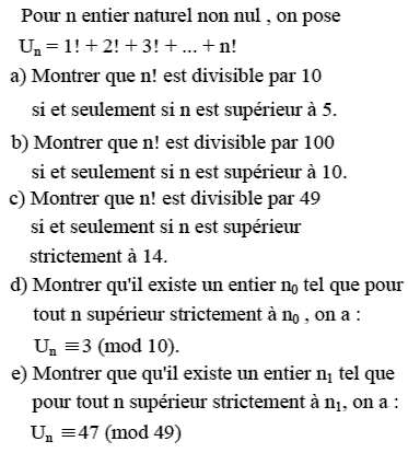 exercice Divisibilité et congruence (image1)