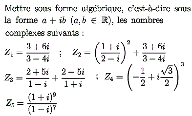 exercice Mettre sous forme algébrique (image1)