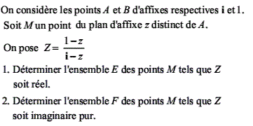 exercice Forme algébrique (image1)