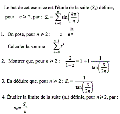 exercice Nombres complexes et suites (image1)